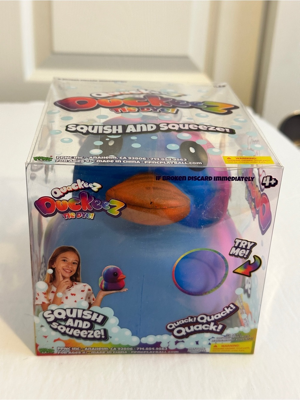 Quakeez Duckeez Tie Dye Squish and Squeeze Duck Squishy Fidget Toy New